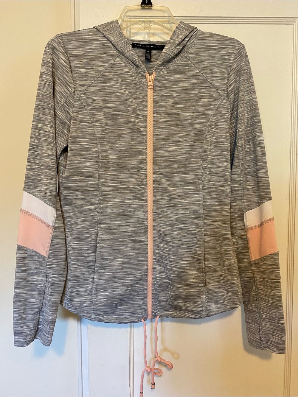 White House Black Market grey hooded space dye track jacket size medium